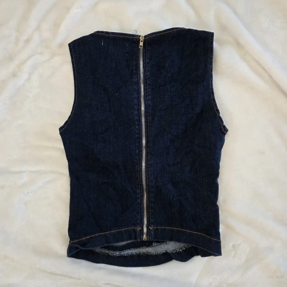 Revice Denim "Tokyo Top" – Exposed Revice Denim, Exposed Cut-Out Zip-Front Top - Picture 5 of 9